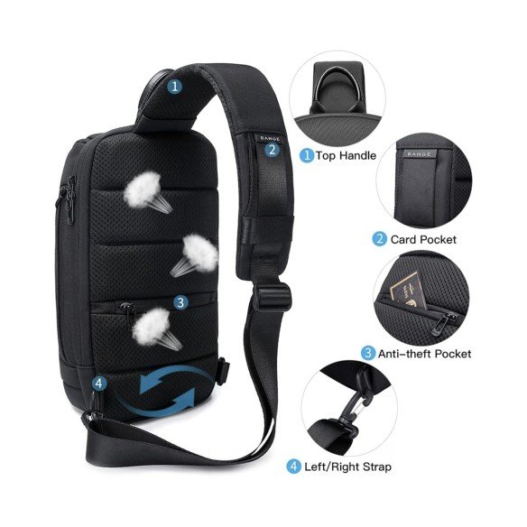 Τσαντάκι Ώμου Bange Χιαστί (Crossbody) - Μαύρο