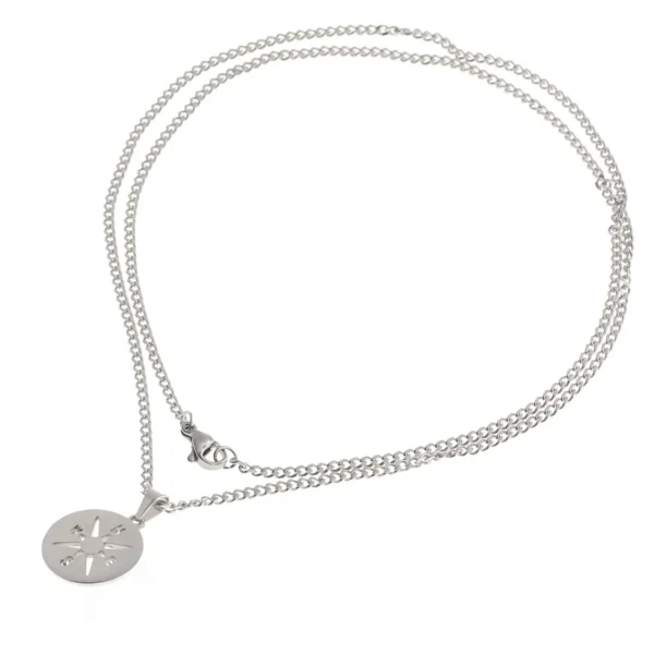 Ανδρικό Μενταγιόν Από Ανοξείδωτο Ατσάλι - Ασημί Πυξίδα