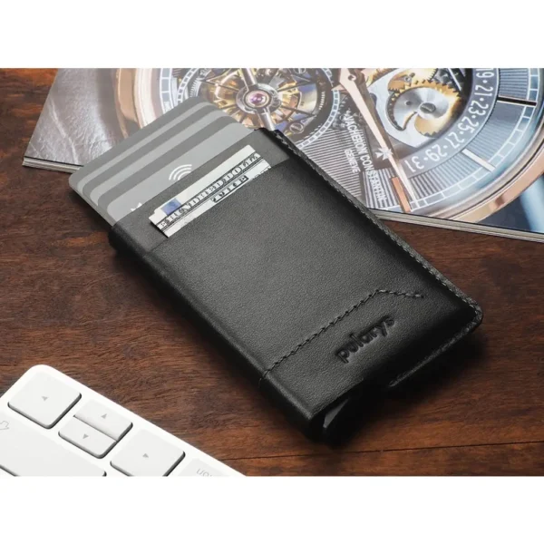 6d638346bd0dd30f86229ddb111eef13f46c21dd163c5029da0574d52af14f08 Δερμάτινο Card Holder Pularys - Μαύρο