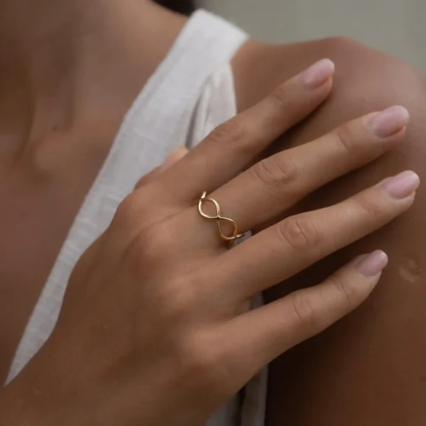 Δαχτυλίδι Διπλά Κύματα Από Ανοξείδωτο Ατσάλι - Gold