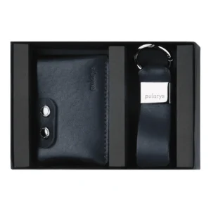 Σετ δώρου με δερμάτινο Card Holder και Μπρελόκ Pularys - Μπλε