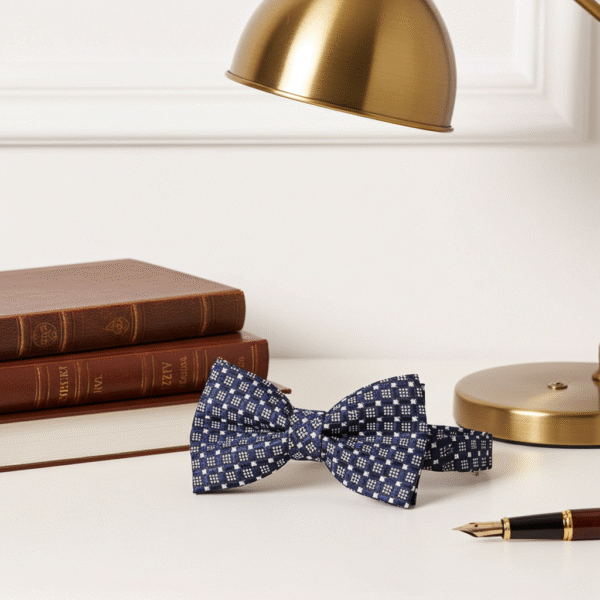 -edited_3(24) Σετ Παπιγιόν και Μαντηλάκι Τσέπης - Σκούρο Μπλε με Σχέδιο