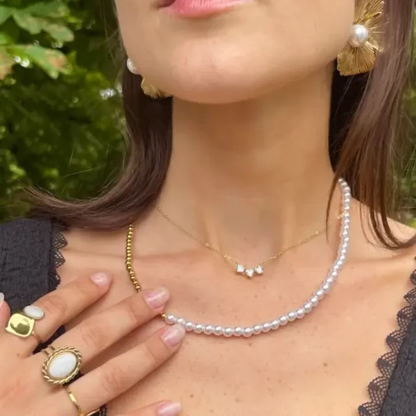 Μενταγιόν Από Ανοξείδωτο Ατσάλι με 3 Κρύσταλλα - Gold