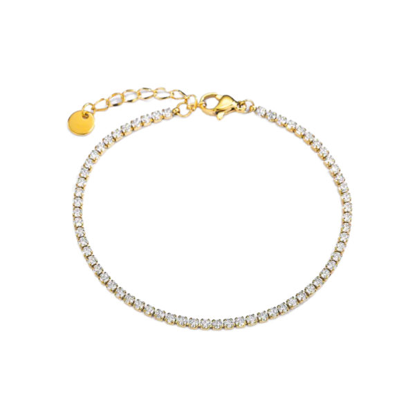 Λεπτό Βραχιόλι Από Ανοξείδωτο Ατσάλι με Στρας- Gold