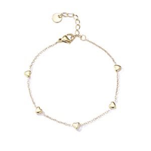 Βραχιόλι Από Ανοξείδωτο Ατσάλι Με Καρδούλες - Gold