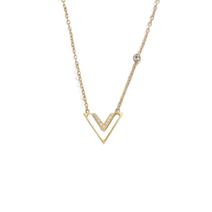 product_image067 Μενταγιόν Από Ανοξείδωτο Ατσάλι V με Φίλντισι - Gold