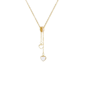 product_image071 Κρεμαστό Μενταγιόν Από Ανοξείδωτο Ατσάλι με 2 Λευκές Καρδιές - Gold