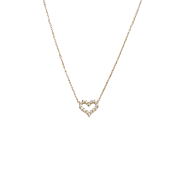 Μενταγιόν Από Ανοξείδωτο Ατσάλι με Καρδιά και Στρας - Gold