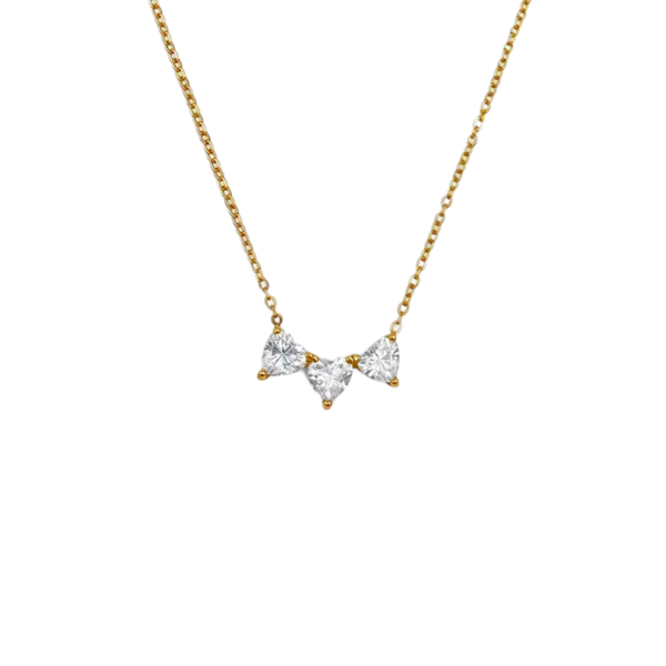 Μενταγιόν Από Ανοξείδωτο Ατσάλι με 3 Κρύσταλλα - Gold