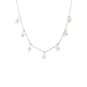 Μενταγιόν Από Ανοξείδωτο Ατσάλι με Λευκές Πέρλες - Gold