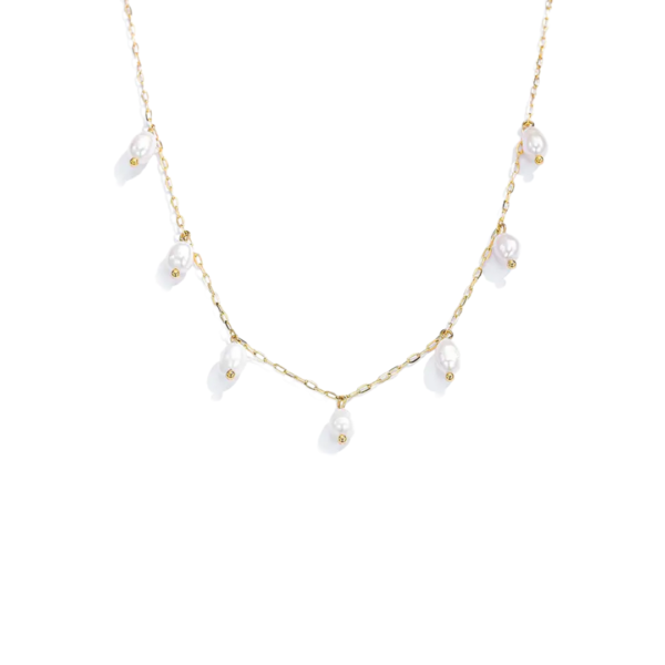 Μενταγιόν Από Ανοξείδωτο Ατσάλι με Λευκές Πέρλες - Gold