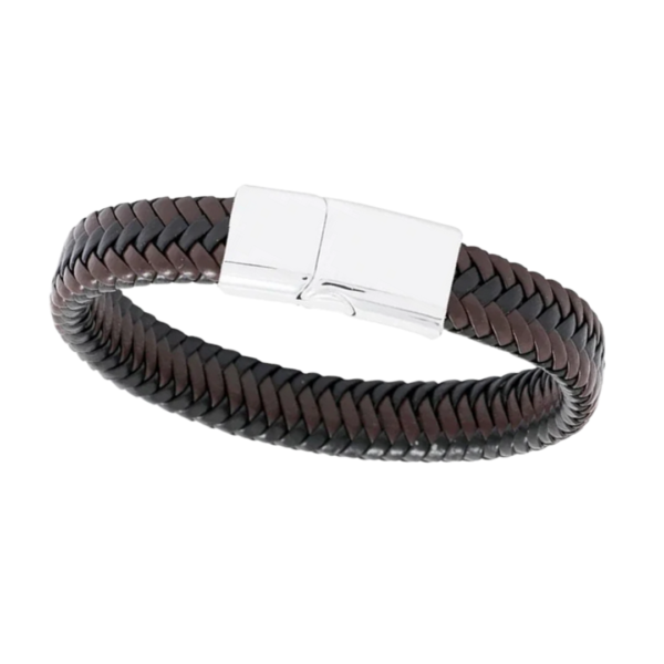 product_image10 Ανδρικό Δερμάτινο Βραχιόλι με Ατσάλινο Κλείσιμο - Καφέ - Μαύρο