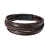Ανδρικό Δερμάτινο Βραχιόλι 5 Στρώσεων με Ατσάλινο Κλείσιμο- Καφέ