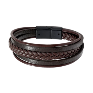 product_image16 Ανδρικό Δερμάτινο Βραχιόλι 5 Στρώσεων με Ατσάλινο Κλείσιμο- Καφέ
