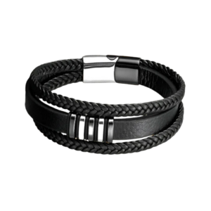 product_image18 Ανδρικό Βραχιόλι με Πλέξιμο και Μεταλλική Λεπτομέρεια - Μαύρο