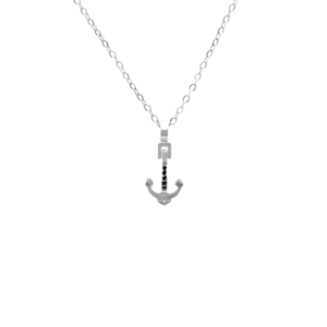 product_image29 Ανδρικό Μενταγιόν Από Ανοξείδωτο Ατσάλι - Άγκυρα με Μαύρο Ζιργκόν