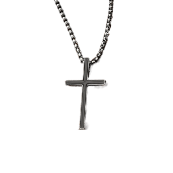 Ανδρικό Μενταγιόν Από Ανοξείδωτο Ατσάλι – Μαύρος Σταυρός