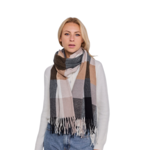 Καρό Γυναικείο Μακρύ Κασκόλ - Γκρι