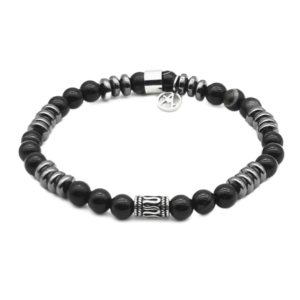 Ανδρικό Ελαστικό Βραχιόλι Μαύρο - Ασημί