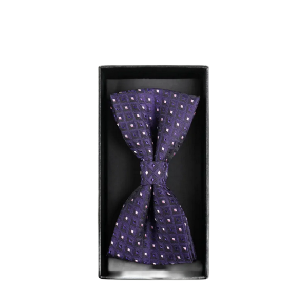 Σετ Παπιγιόν και Μαντηλάκι Τσέπης - Μωβ με Σχέδιο