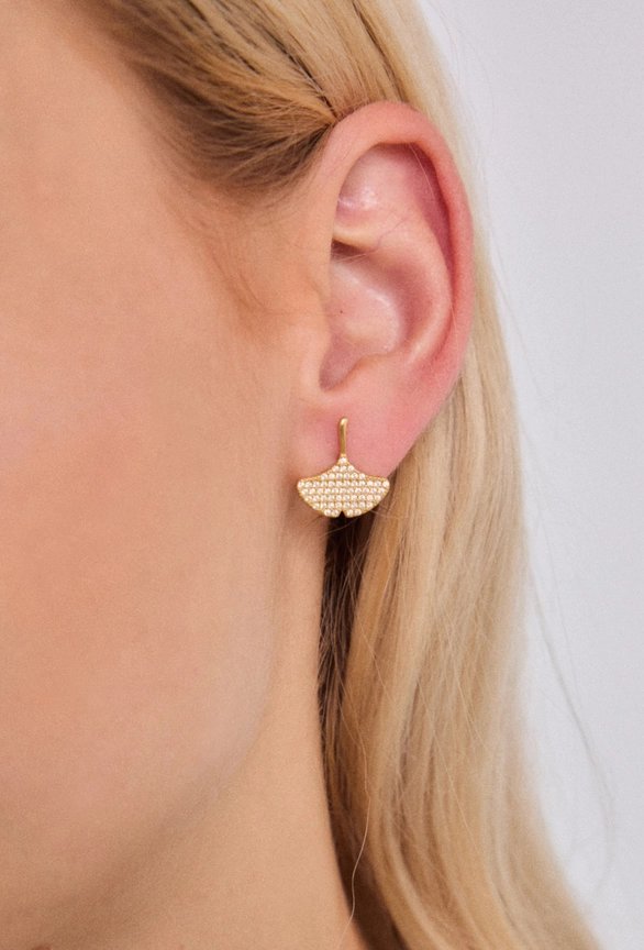 Σκουλαρίκια Από Ανοξείδωτο Ατσάλι με Στρας - Gold