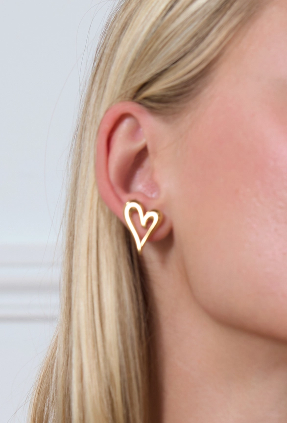 Σκουλαρίκια Από Ανοξείδωτο Ατσάλι σε Σχήμα Καρδιάς - Gold