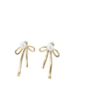 PRODUCT IMAGE EARRINGS Σκουλαρίκια Από Ανοξείδωτο Ατσάλι Φιογκάκια με Πέρλα - Gold