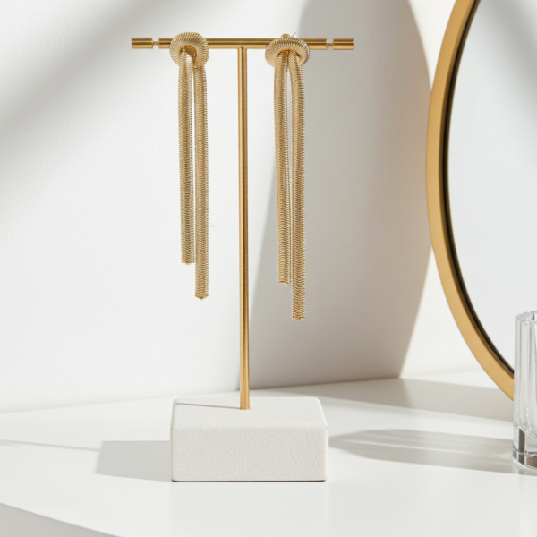 Κρεμαστά Σκουλαρίκια Από Ανοξείδωτο Ατσάλι με Κόμπους - Gold