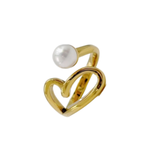 product_image026 Δαχτυλίδι Από Ανοξείδωτο Ατσάλι με Καρδιά και Πέρλα - Gold