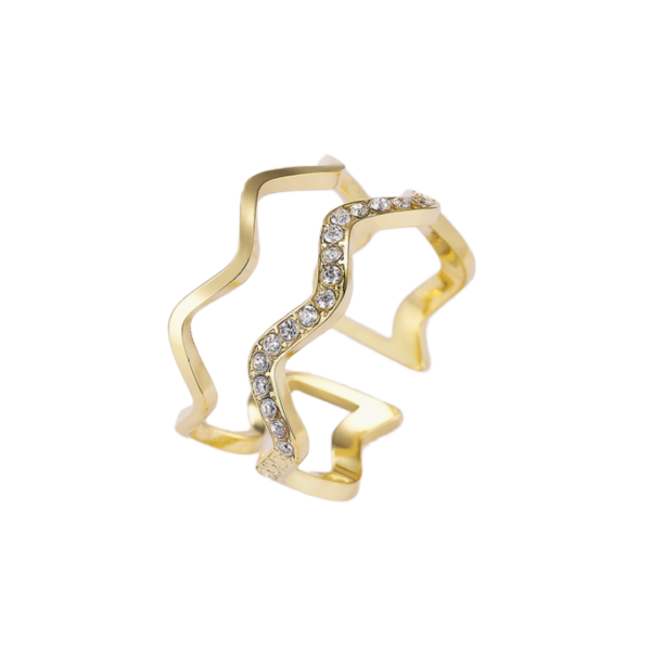 product_image029 Δαχτυλίδι Από Ανοξείδωτο Ατσάλι με Κύματα και Zircon - Gold