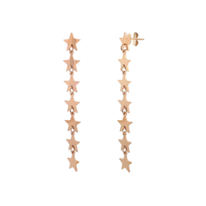 product_image040 Κρεμαστά Σκουλαρίκια Από Ανοξείδωτο Ατσάλι με Αστεράκια - Rose Gold