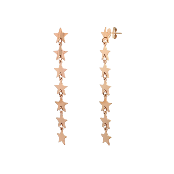 Κρεμαστά Σκουλαρίκια Από Ανοξείδωτο Ατσάλι με Αστεράκια - Rose Gold