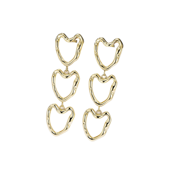 Κρεμαστά Σκουλαρίκια Από Ανοξείδωτο Ατσάλι με Καρδούλες - Gold