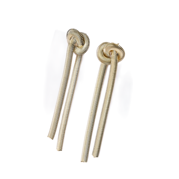 Κρεμαστά Σκουλαρίκια Από Ανοξείδωτο Ατσάλι με Κόμπους - Gold