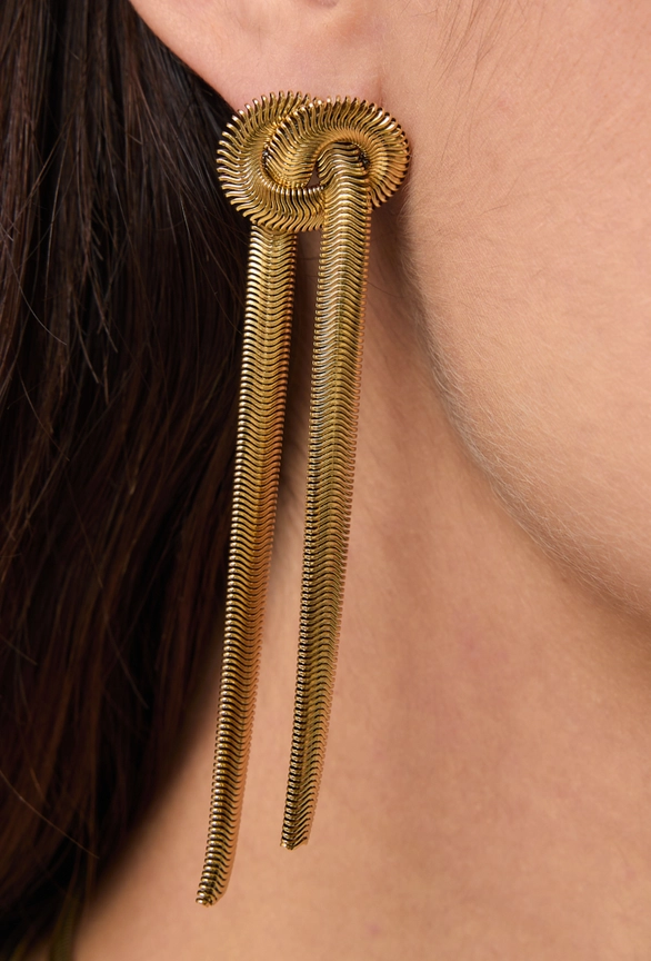 Κρεμαστά Σκουλαρίκια Από Ανοξείδωτο Ατσάλι με Κόμπους - Gold