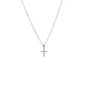 Μενταγιόν Από Ανοξείδωτο Ατσάλι Σταυρός με Στρας - Gold