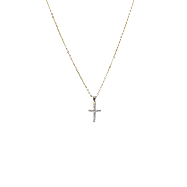 Μενταγιόν Από Ανοξείδωτο Ατσάλι Σταυρός με Στρας - Gold