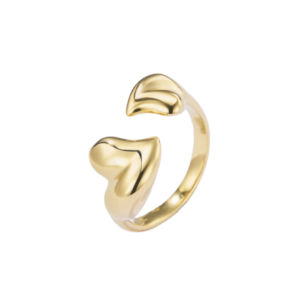 product_image032 Δαχτυλίδι Από Ανοξείδωτο Ατσάλι με Δύο Καρδιές - Gold