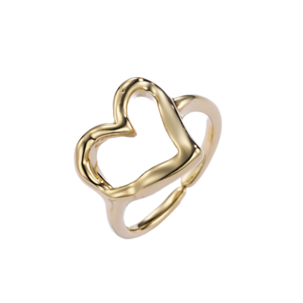 Δαχτυλίδι Από Ανοξείδωτο Ατσάλι με Καρδιά - Gold