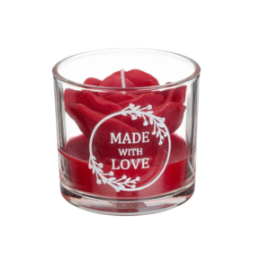 product_image050 Κερί Κόκκινο Τριαντάφυλλο σε Ποτήρι με Μήνυμα "Made with Love"