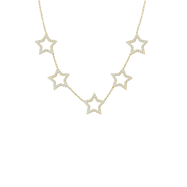 Μενταγιόν Από Ανοξείδωτο Ατσάλι με Αστέρια και Στρας - Gold