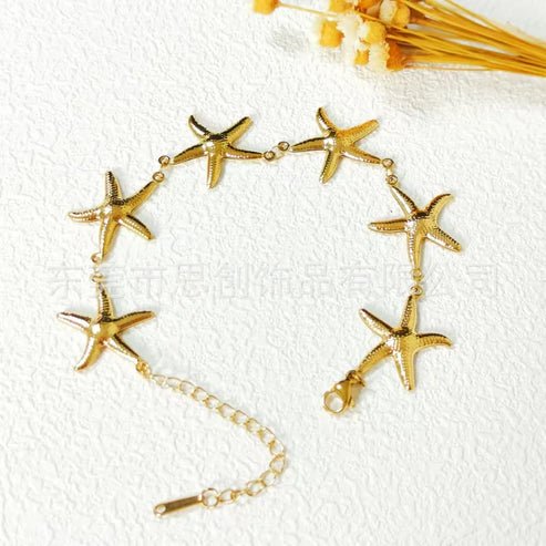 Βραχιόλι Από Ανοξείδωτο Ατσάλι Με Αστερίες - Gold