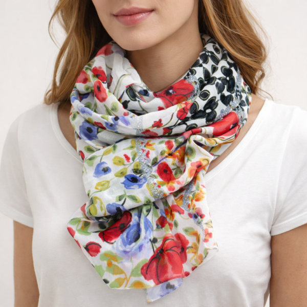 Γυναικείο Φουλάρι - Λευκό Φλοράλ