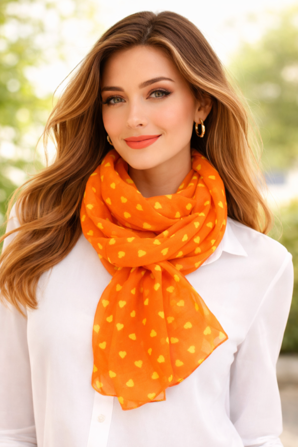 f07c2a3c-0c60-4635-b92a-1def703ab8fe Γυναικείο Φουλάρι - Πορτοκαλί με Καρδιές