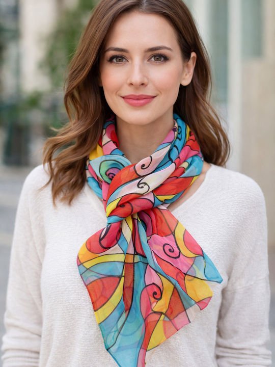 Γυναικείο Φουλάρι - Κόκκινο με Σχέδιο