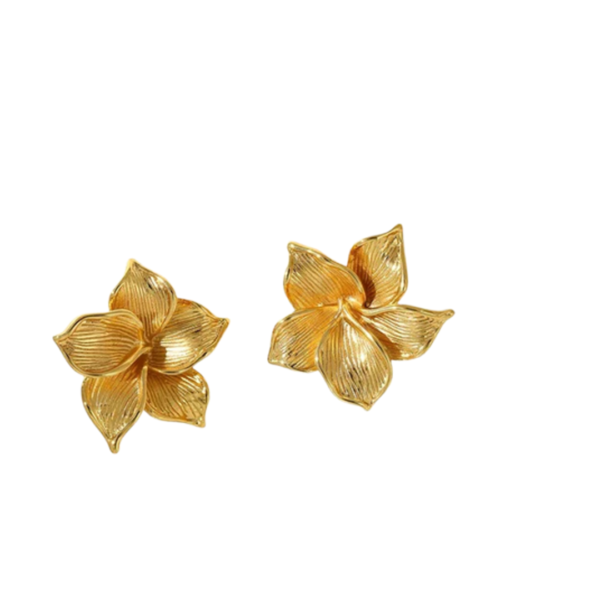 product_image Σκουλαρίκια Από Ανοξείδωτο Ατσάλι Με Χρυσά Λουλούδια - Gold