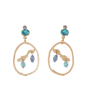 Κρεμαστά Σκουλαρίκια Κρίκοι Από Ανοξείδωτο Ατσάλι Με Κρυστάλλους - Gold