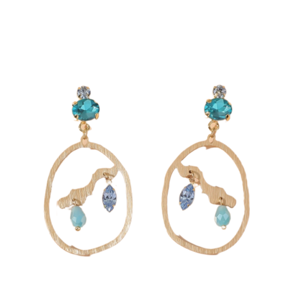 Κρεμαστά Σκουλαρίκια Κρίκοι Από Ανοξείδωτο Ατσάλι Με Κρυστάλλους - Gold