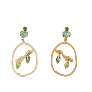 Κρεμαστά Σκουλαρίκια Κρίκοι Από Ανοξείδωτο Ατσάλι Με Κρυστάλλους - Gold