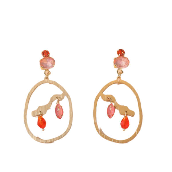 Κρεμαστά Σκουλαρίκια Κρίκοι Από Ανοξείδωτο Ατσάλι Με Κρυστάλλους - Gold